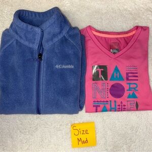 Columbia Fleece Hoodie and Pink Graphic T-Shirt